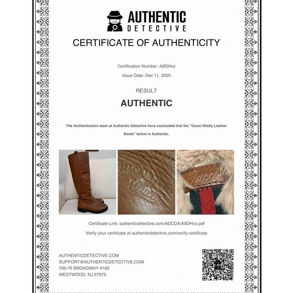 Authentic Gucci Fur Lined Tan Knee High Leather Boots Size 37 / 7 US Shelly - Picture 8 of 8